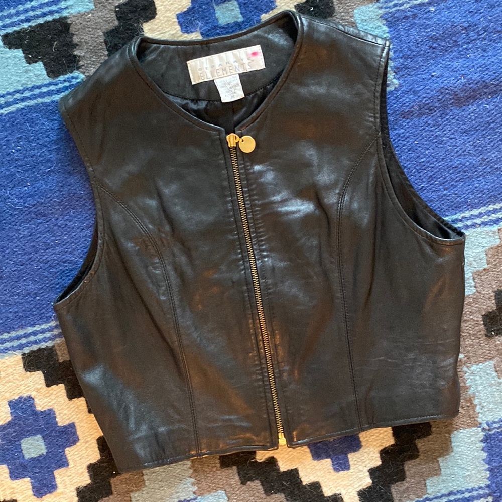 Vintage leather vest top with zip detail